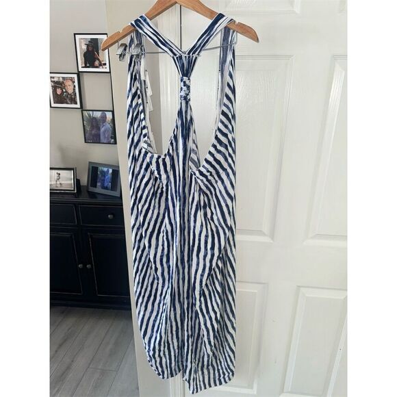 Skemo Women's Striped Halter Maxi Dress Blue Size S Summer Boho Casual - Picture 4 of 6